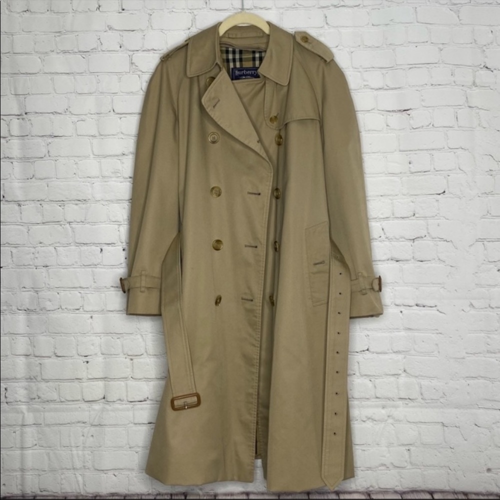 💯 Burberry Vintage Classic Tan Trench Coat Size 12 - Picture 2 of 16